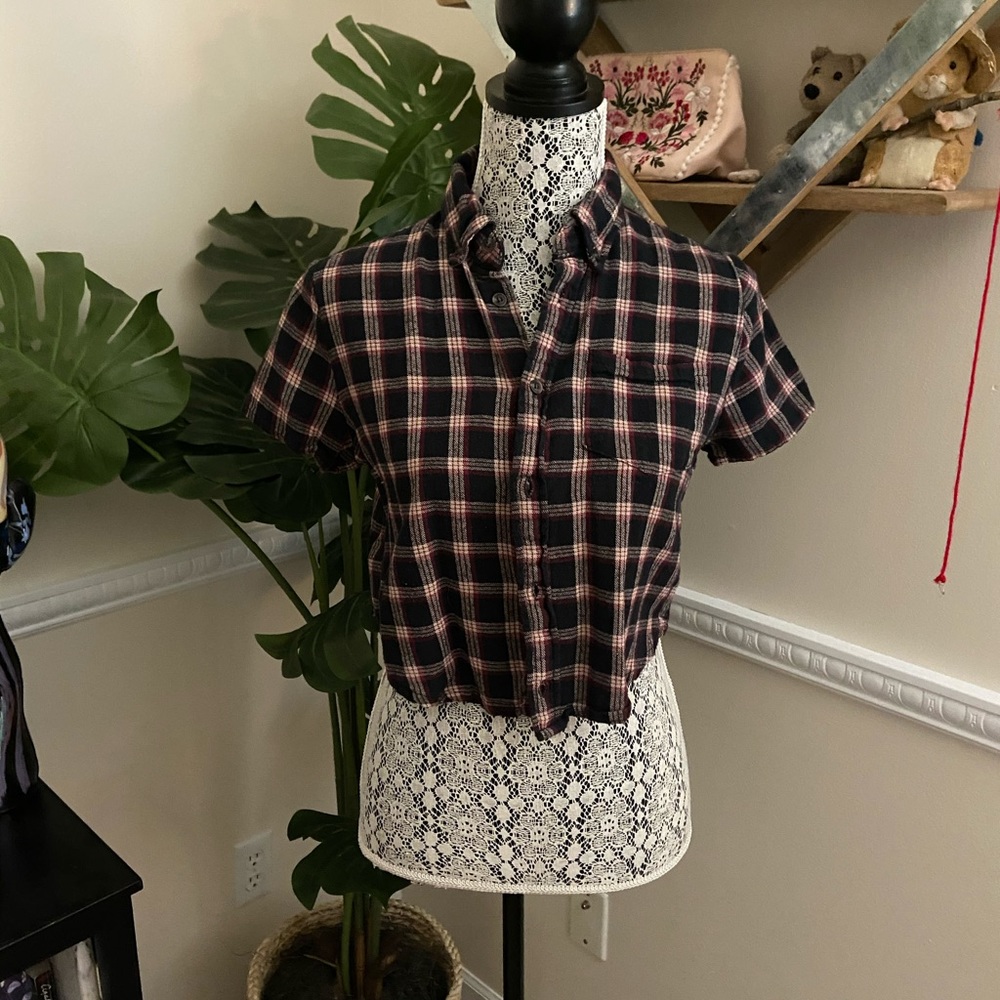 Brandy flannel crop top